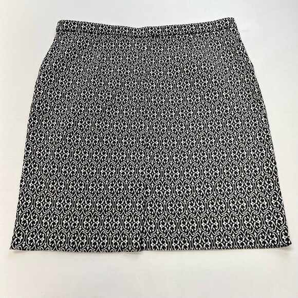 Db Established Womens A Line Skirt Black White Knee Length Stretch Slit Plus 1X - Picture 4 of 11